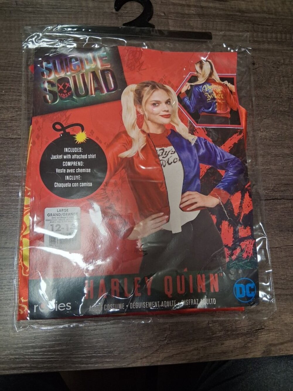 Adults Halloween Suicide Squad Harley Quinn Cosplay Costume Jacket Shirt Sz12-14